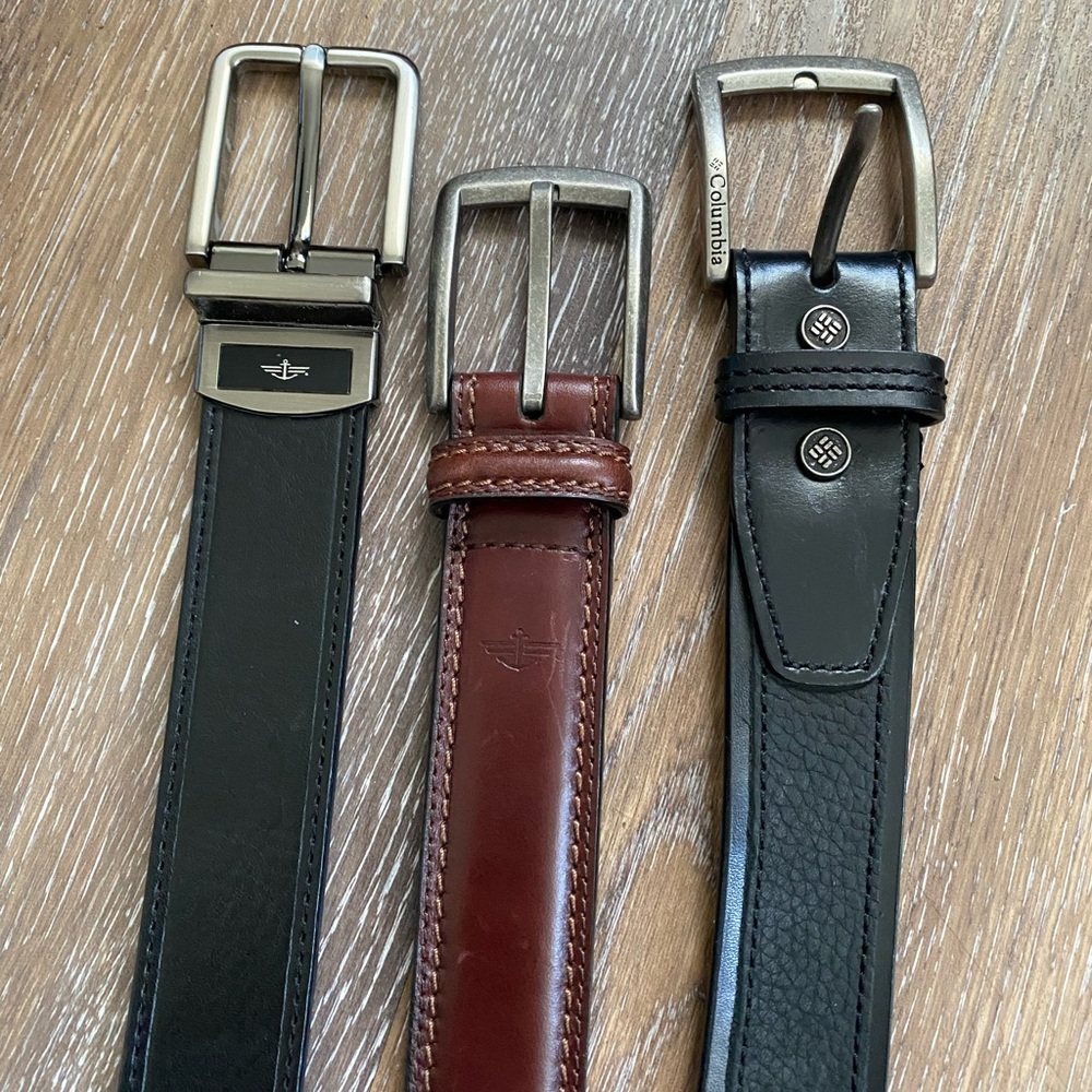 3 mens like new genuine leather belts